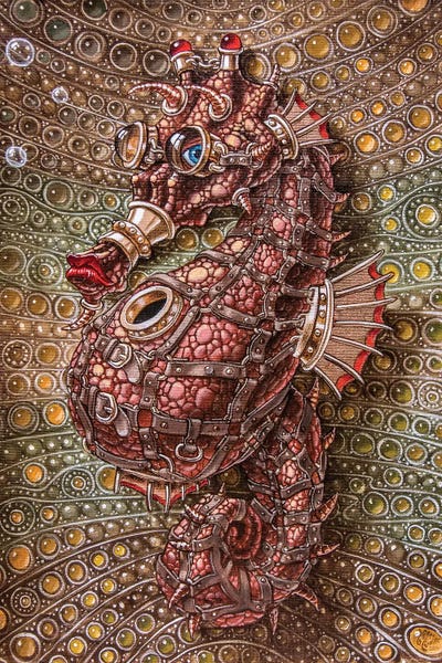 Steampunk: Seahorse In Steampunk by Victor Molev