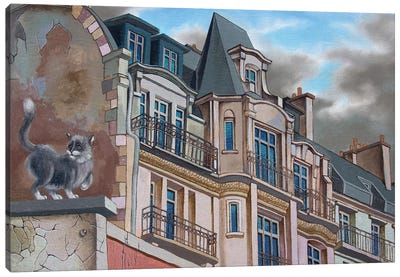 The Roofs Of Paris. Boulevard Montparnasse Canvas Art Print - Victor Molev