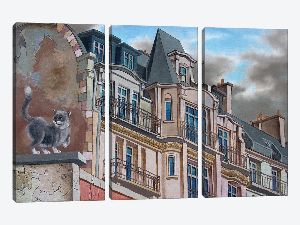 The Roofs Of Paris. Boulevard Montparnasse by Victor Molev 3-piece Canvas Wall Art
