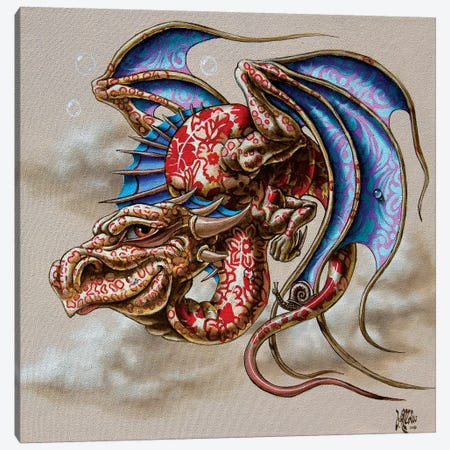 Dragon With A Snail Canvas Print #VMO92} by Victor Molev Canvas Art
