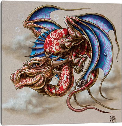 Dragon With A Snail Canvas Art Print - Victor Molev