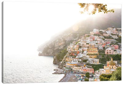 Sunset In Positano Canvas Art Print - Amalfi Coast Art
