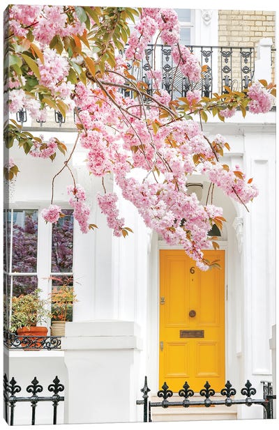 Yellow Door Blooms Canvas Art Print - Victoria Metaxas