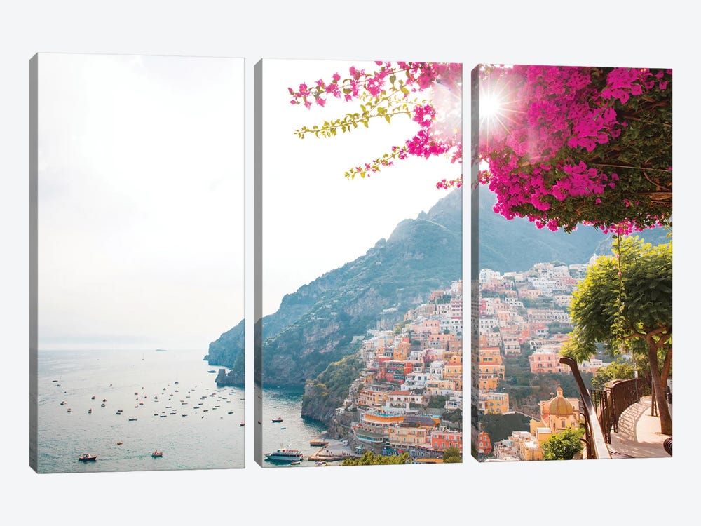 Pink Positano Sunset by Victoria Metaxas 3-piece Canvas Wall Art
