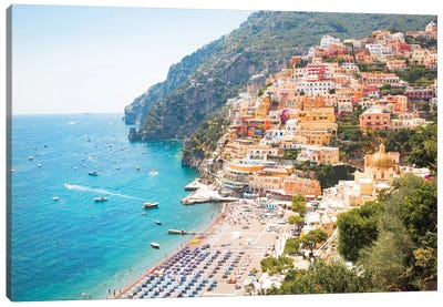 Love Summer On Positano Beach Canvas Art Print - Amalfi Coast Art