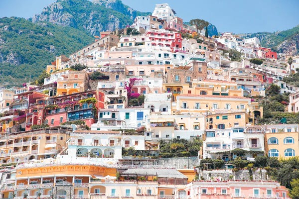 Campania: Positano Pastel Houses by Victoria's Stories