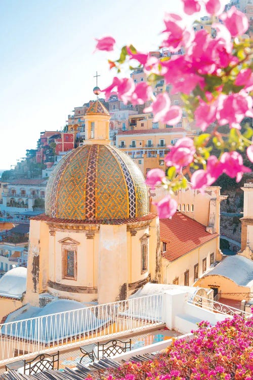 Pink Positano Flowers At Dusk