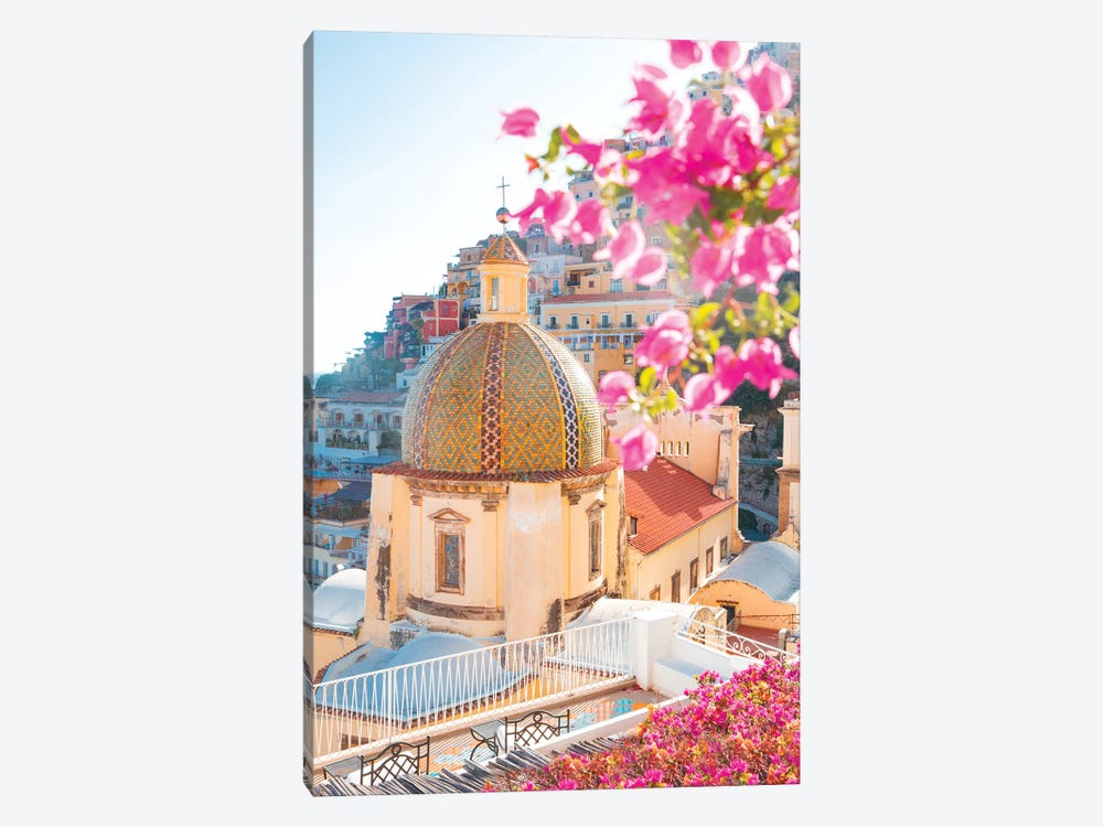 Pink Positano Flowers At Dusk by Victoria Metaxas 1-piece Canvas Art Print