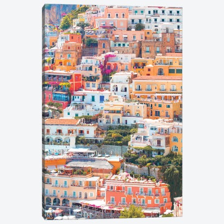 Orange Pink Houses Positano Canvas Print #VMX126} by Victoria Metaxas Canvas Artwork