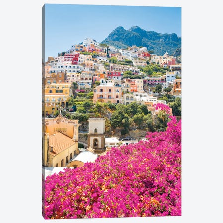 Pink Flowers In Positano Canvas Print #VMX131} by Victoria Metaxas Canvas Artwork