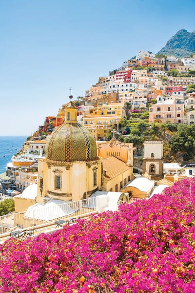 Positano Pink Flower Love by Victoria Metaxas framed wall art