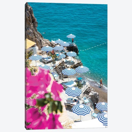 Positano Beach Umbrella Flowers Canvas Print #VMX134} by Victoria Metaxas Canvas Print