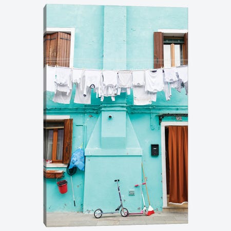 Burano Turquoise Washing Canvas Print #VMX14} by Victoria Metaxas Canvas Wall Art