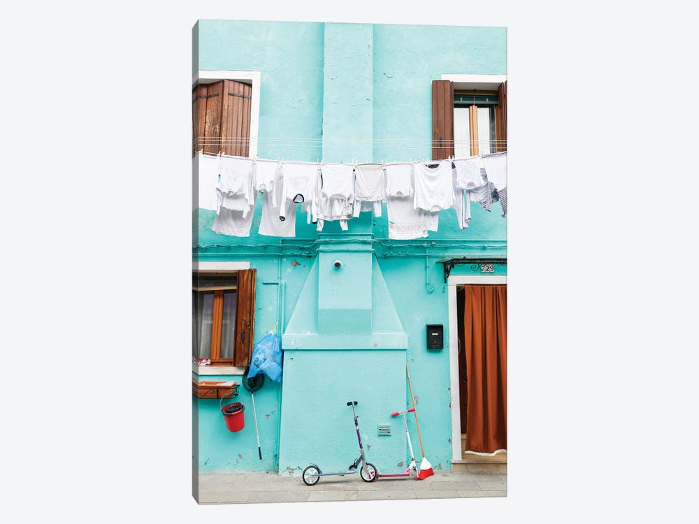 Burano Turquoise Washing by Victoria Metaxas 1-piece Canvas Print