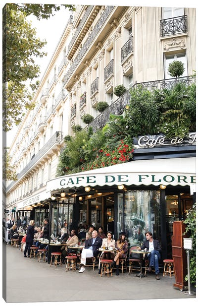 Cafe De Flore Paris Canvas Art Print - Victoria Metaxas