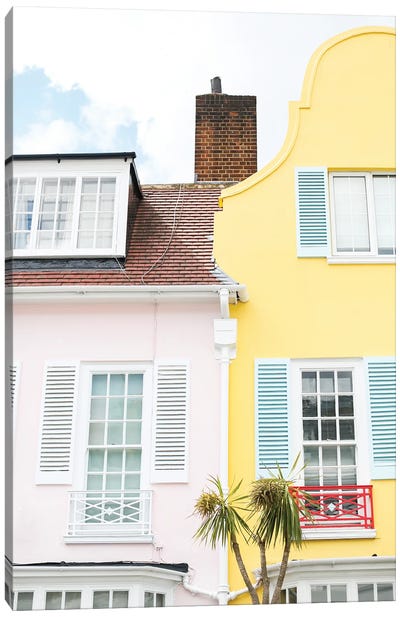 Pink And Yellow Notting Hill Canvas Art Print - Victoria Metaxas