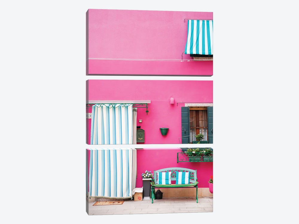 Pink Door Burano by Victoria Metaxas 3-piece Canvas Artwork