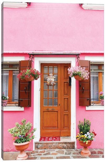 Quaint Pink Home Canvas Art Print - Victoria Metaxas