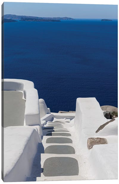 View From Santorini Canvas Art Print - Stairs & Staircases