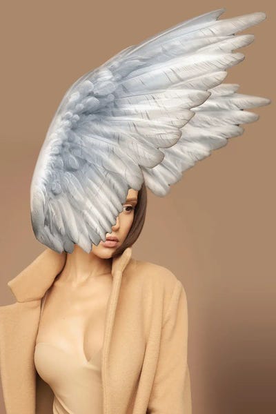Alexandre Venancio: Woman And Wings Beige by Alexandre Venancio