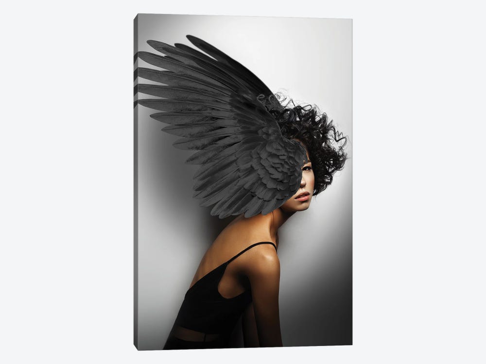 Woman And Wings Black by Alexandre Venancio 1-piece Art Print