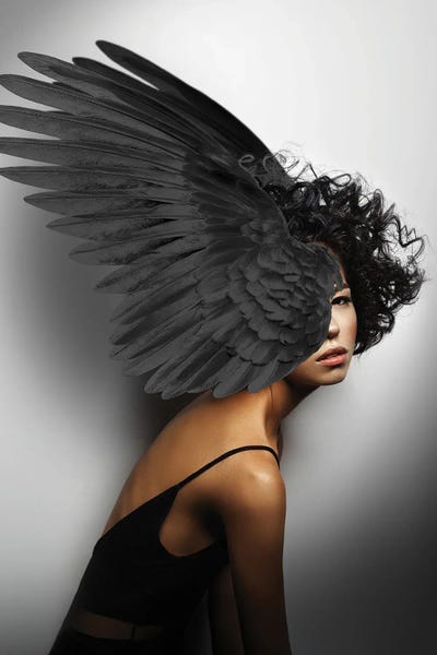 Alexandre Venancio: Woman And Wings Black by Alexandre Venancio