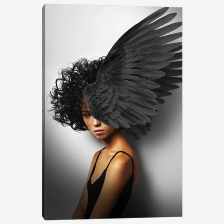 Woman And Wings Black II Canvas Print #VNC224} by Alexandre Venancio Canvas Art Print