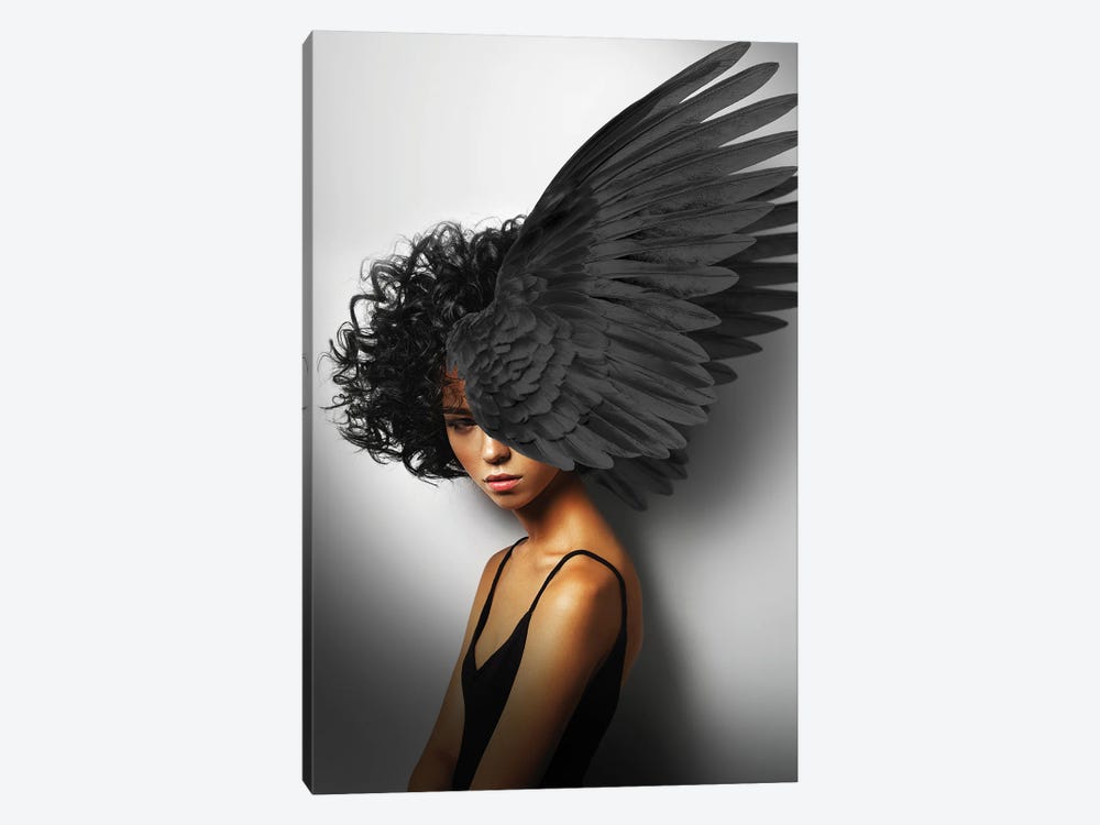 Woman And Wings Black II by Alexandre Venancio 1-piece Canvas Artwork