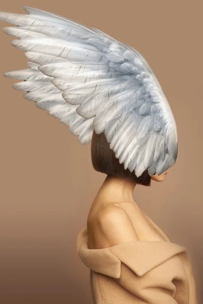 Alexandre Venancio: Woman And Wings Beige II by Alexandre Venancio