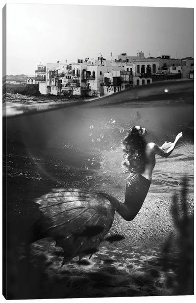 The Mermaid Of Mykonos Canvas Art Print - Composite Photography