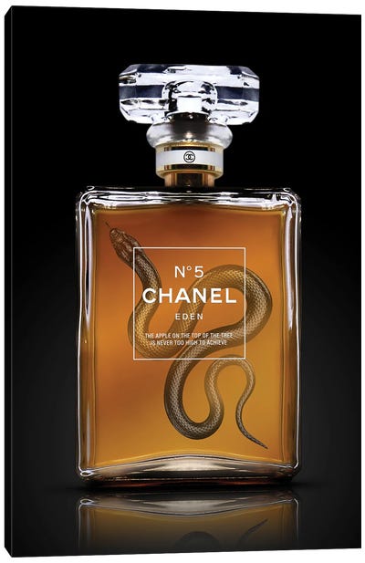 Chanel Snake Canvas Art Print - Perfume Bottle Art