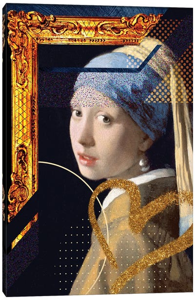 Desconstructed Masterpiece Vermeer Canvas Art Print - Girl with a Pearl Earring Reimagined