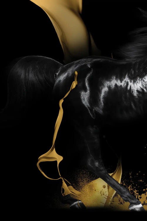 Black And Golden Horse Pair I