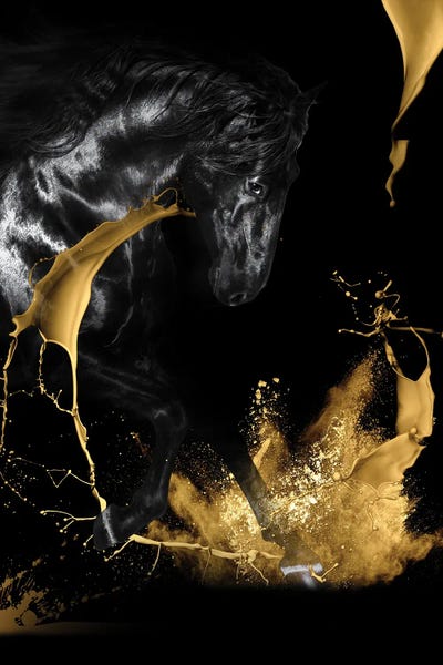 Alexandre Venancio: Black And Golden Horse Pair II by Alexandre Venancio