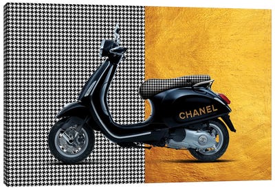Vespa Chanel Canvas Art Print - Gingham Patterns