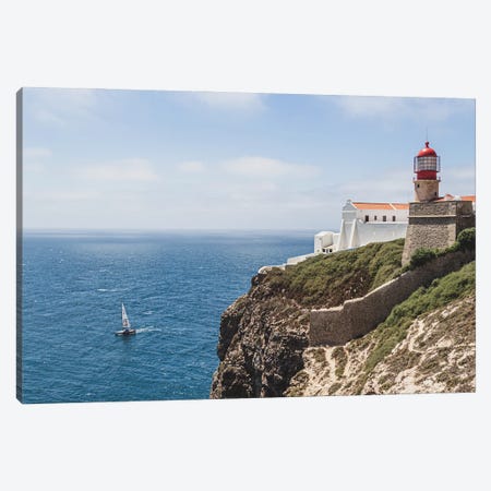 Portugal Lighthouse And The Boat Canvas Print #VNC412} by Alexandre Venancio Canvas Art Print