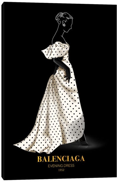Evening Dress, Balenciaga, 1952 Canvas Art Print - Historical Fashion Art