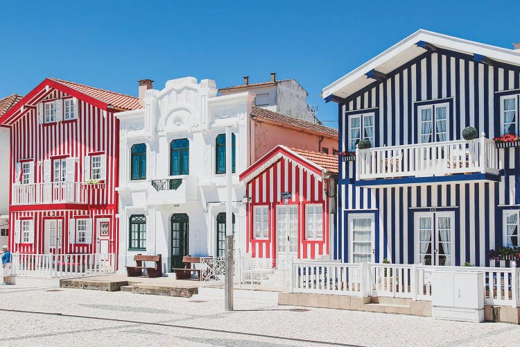 Portugal Costa Nova Red, Blue And White I