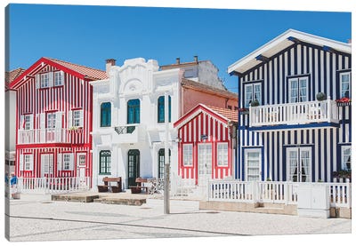 Portugal Costa Nova Red, Blue And White I Canvas Art Print