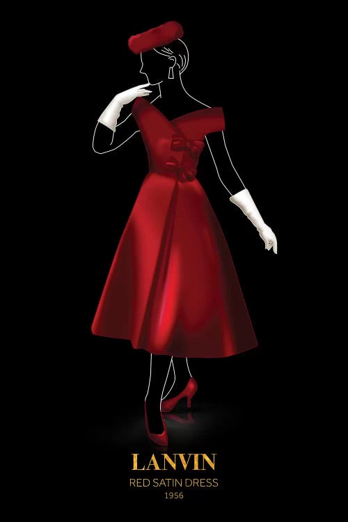 Red Satin Dress, Lanvin, 1956