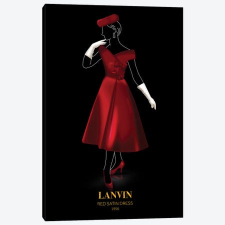Red Satin Dress, Lanvin, 1956 Canvas Print #VNC53} by Alexandre Venancio Canvas Artwork