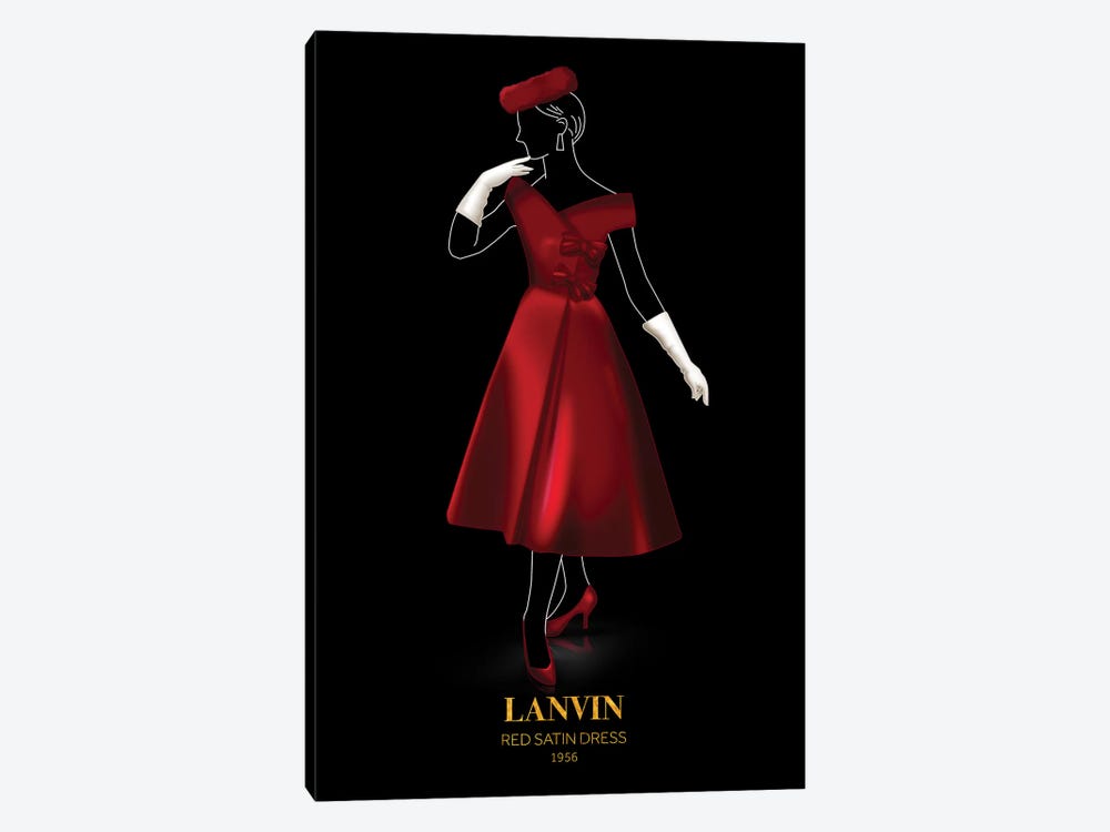 Red Satin Dress, Lanvin, 1956 by Alexandre Venancio 1-piece Canvas Artwork