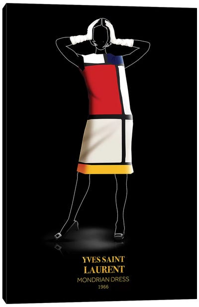 Mondrian Dress, Yves Saint Laurent, 1966 Canvas Art Print - Yves Saint Laurent Art