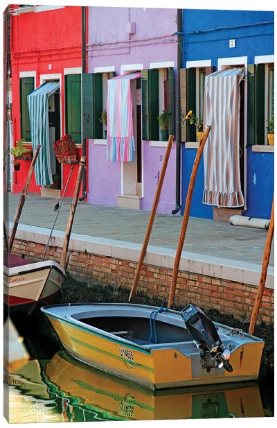 Burano Italia Yellow Boat Canvas Art Print - La Dolce Vita
