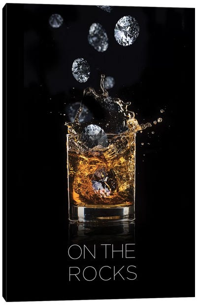 On The Rocks Canvas Art Print - Food & Drink Typography