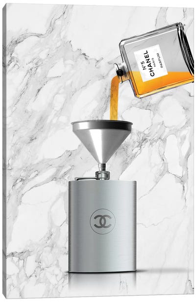 Drink Chanel Canvas Art Print - Gold & Silver