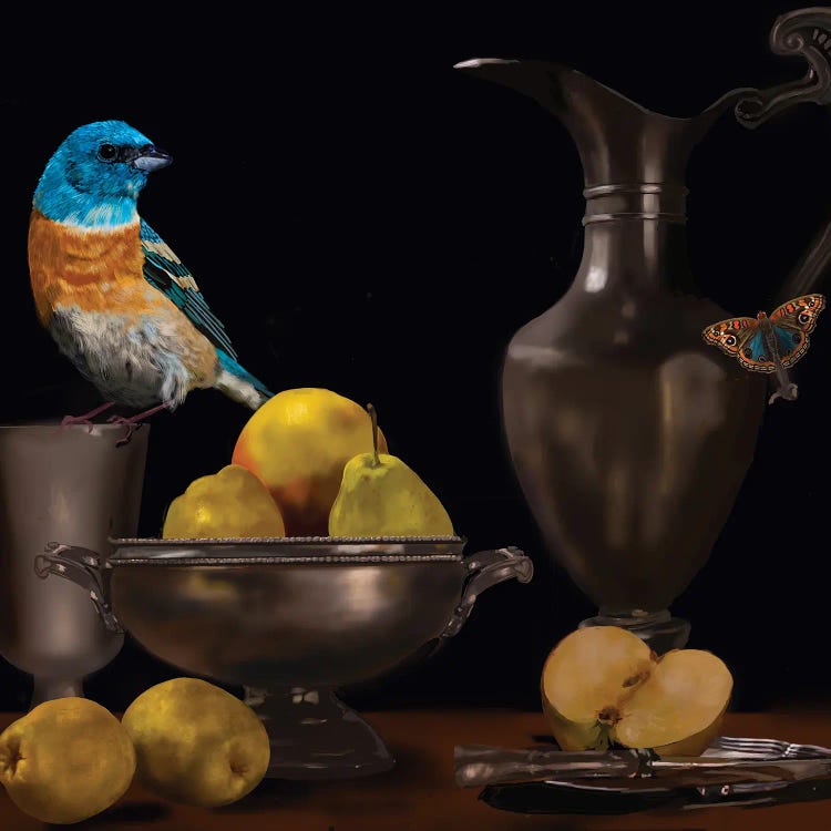 Lazuli Bunting In Still Life