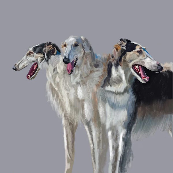 The Modern Man's Best Friend: Russian Wolfhound Trio by Vicki Newton
