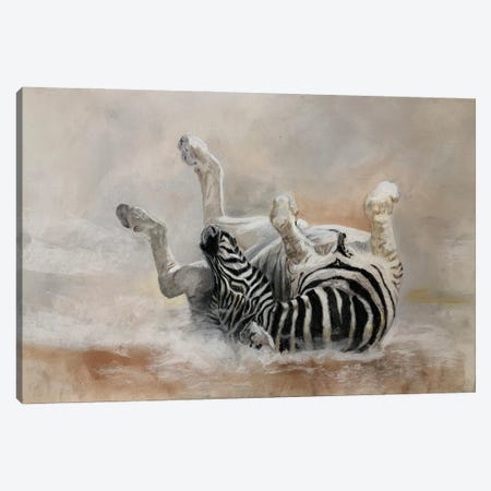 Zebra Dust Bath Canvas Print #VNE131} by Vicki Newton Canvas Art