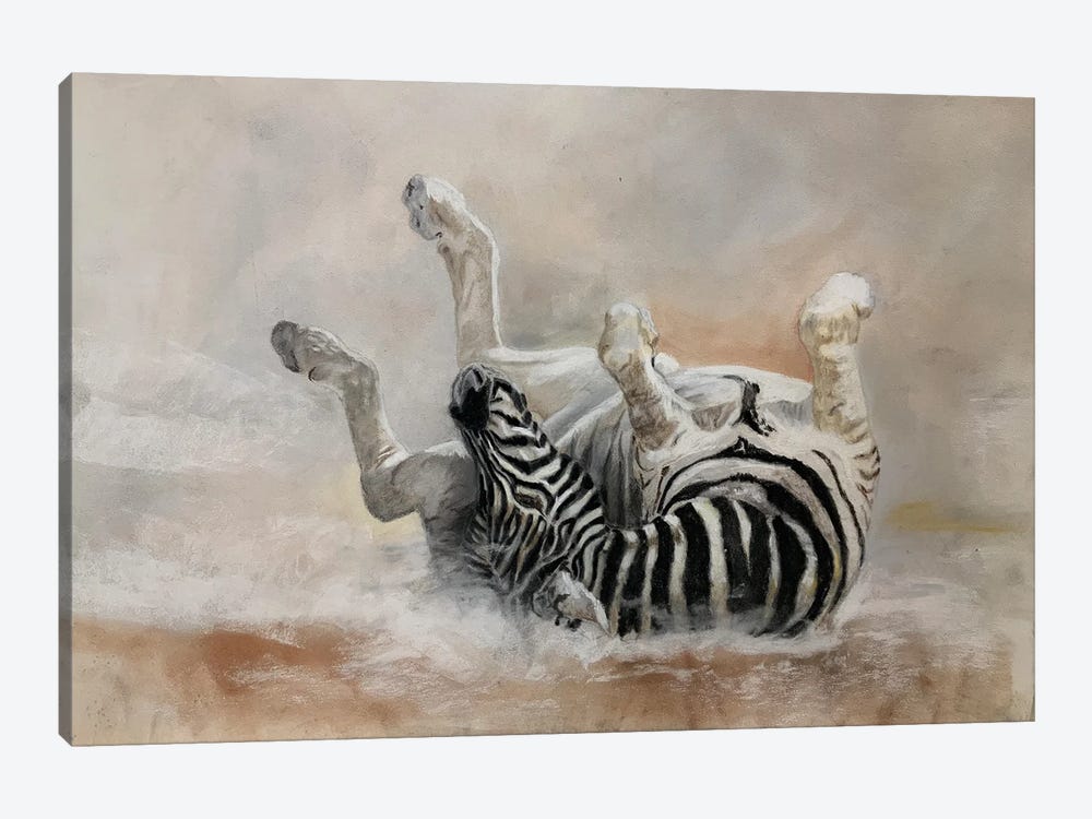 Zebra Dust Bath by Vicki Newton 1-piece Canvas Art
